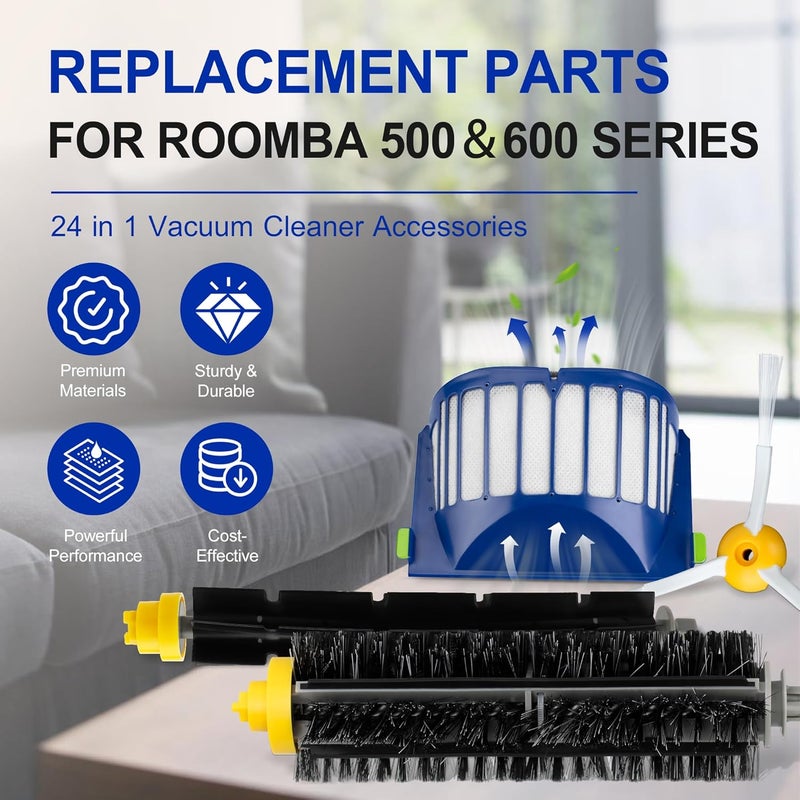 Funmit Parts Replacement for Roomba 500 600 Series 595 585 564 690 692 694 Vacuum Cleaner Accessories- Includes 6 Filter, 6 Side Brush and 3 Bristle Brush - Image 2